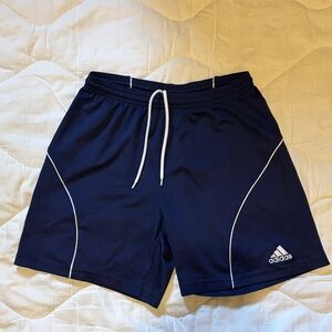 adidas Navy Athletic Shorts with White Trim and Drawcord
